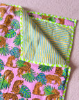 Block Print Blanket | Pink Palms