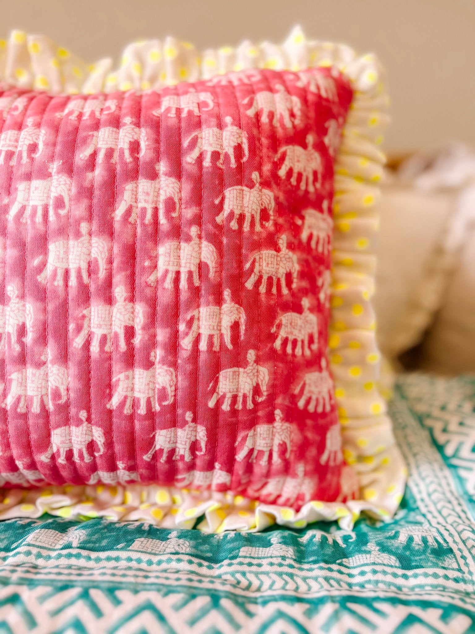 Pink ruffle pillow best sale