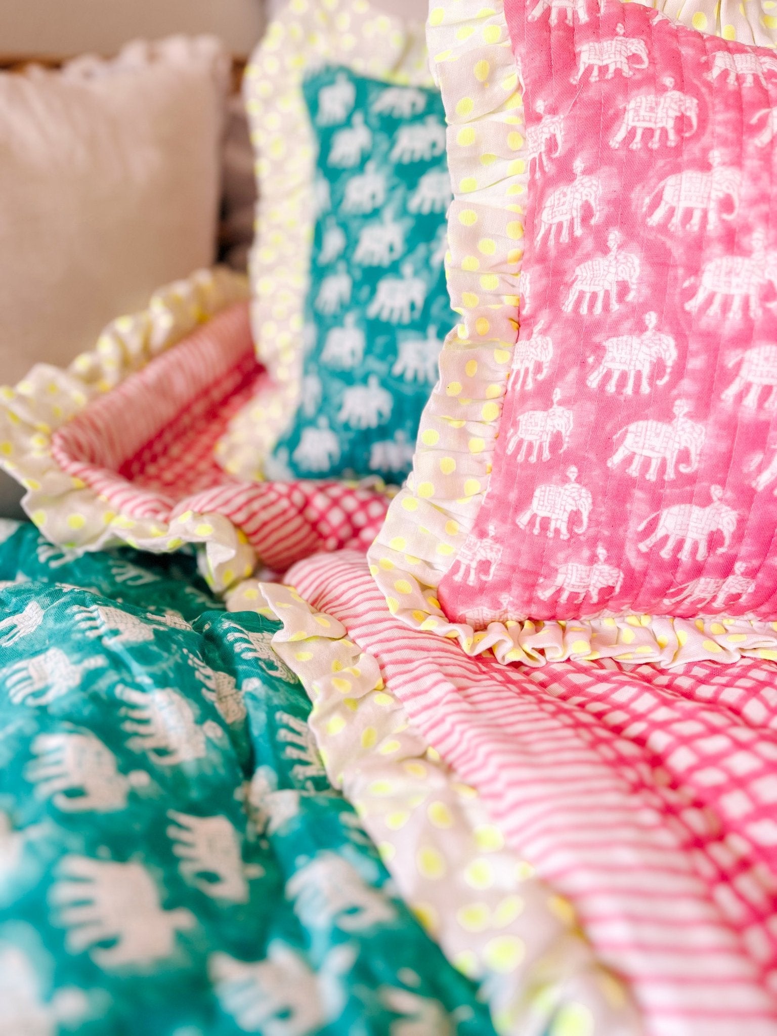 Baby Estha | Turquoise Mini Quilt - Bombaby