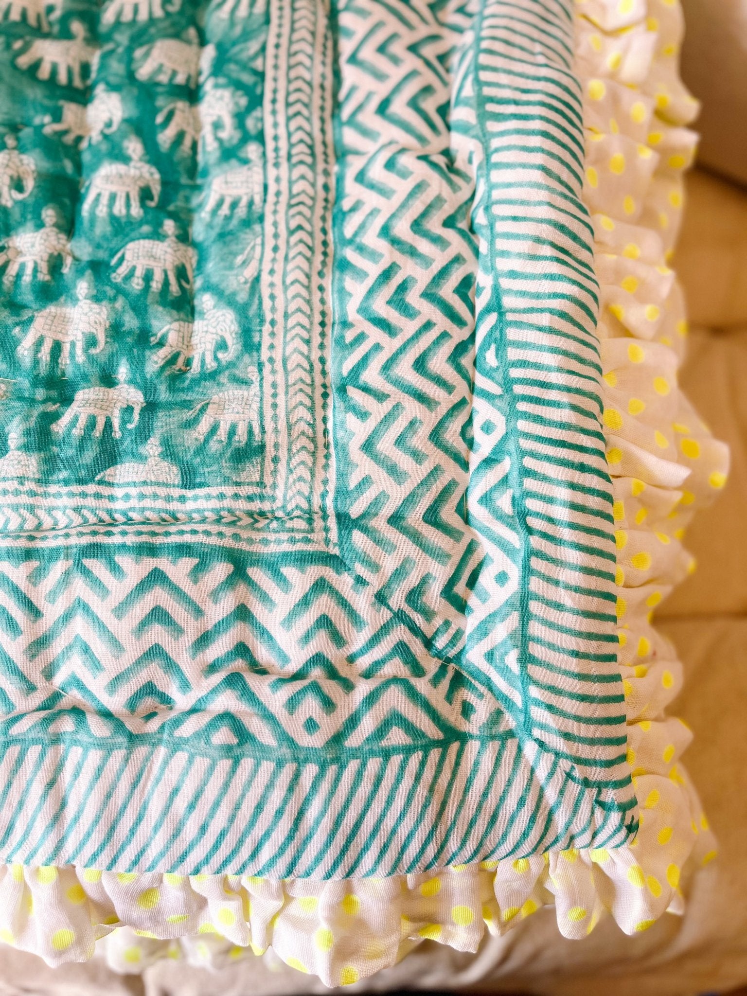 Baby Estha | Turquoise Mini Quilt - Bombaby