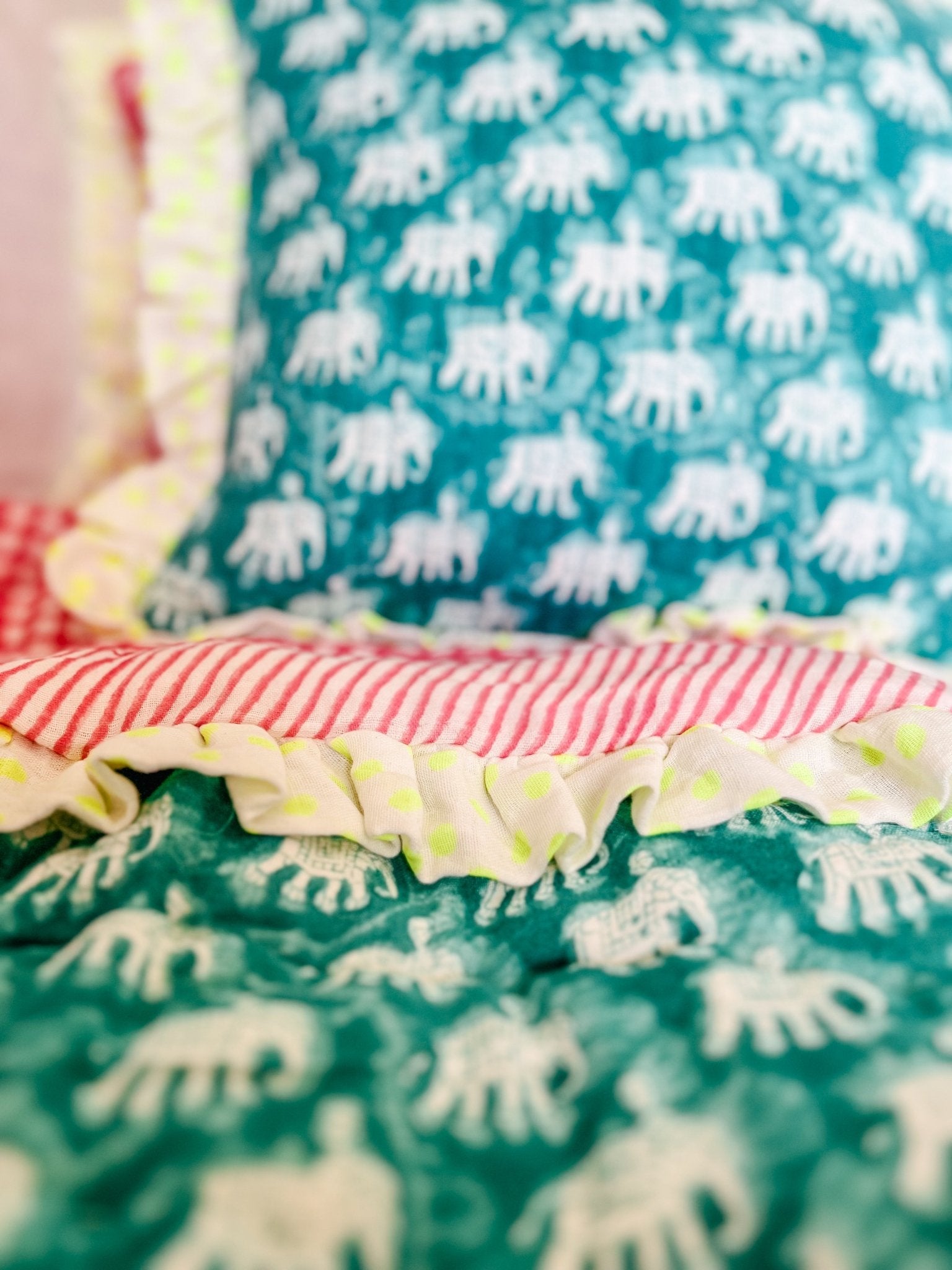 Baby Estha | Turquoise Ruffle Cushion - Bombaby