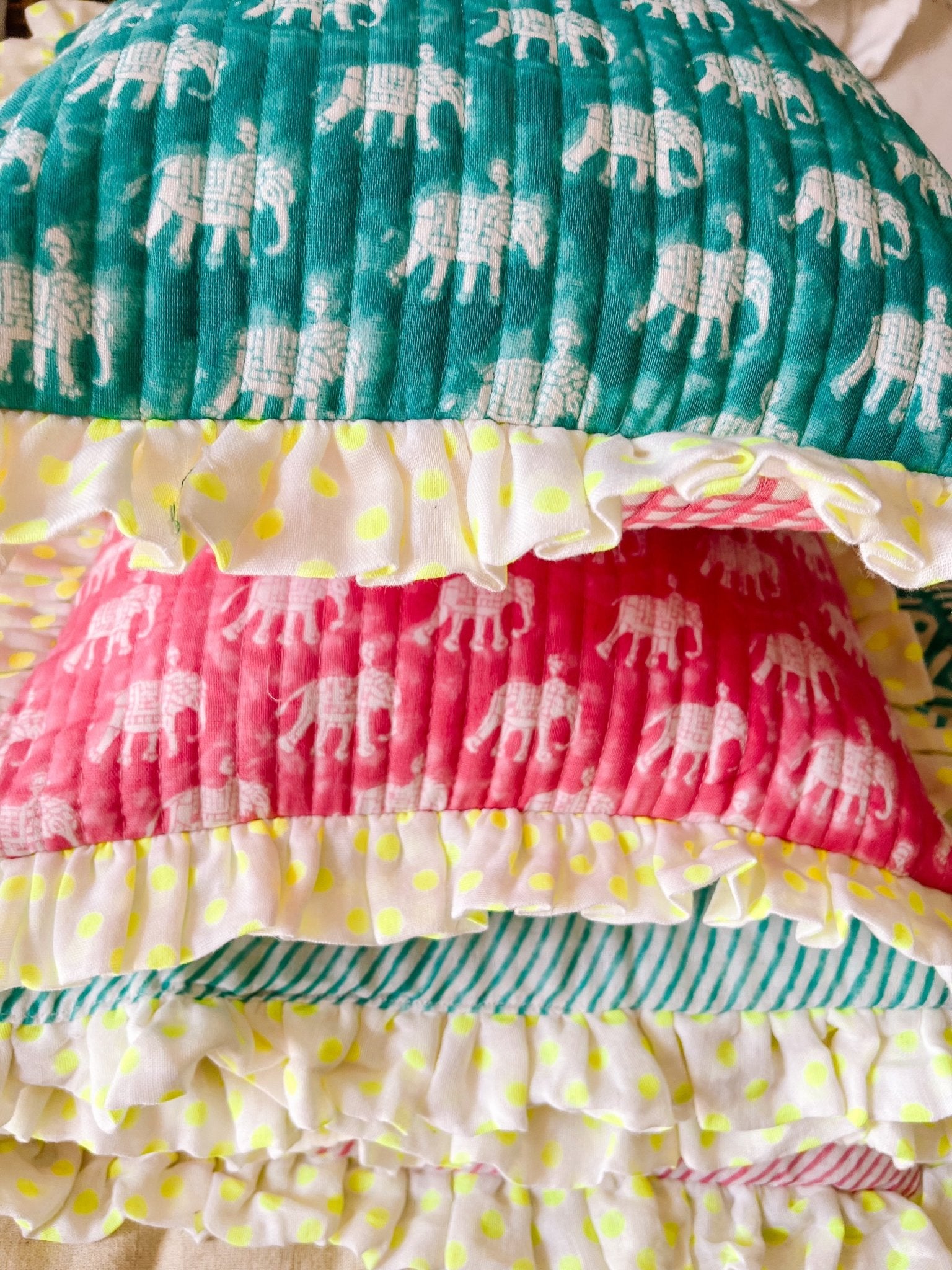 Baby Estha | Turquoise Ruffle Cushion - Bombaby