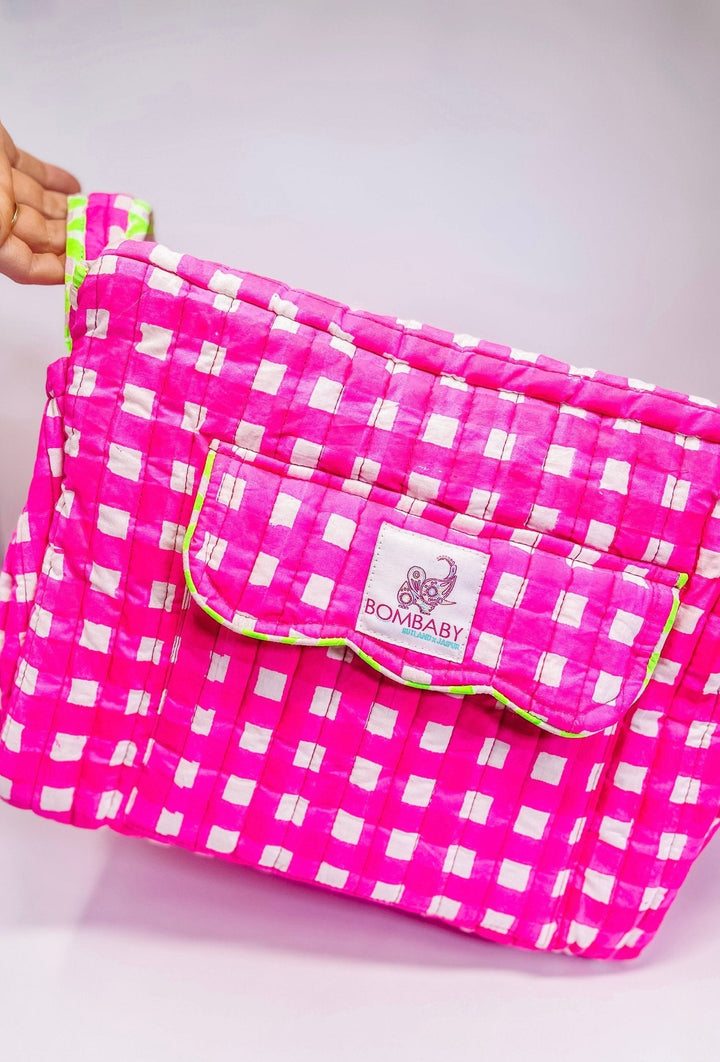 Bestie Bag | Neon Pink Check SECONDS - Bombaby