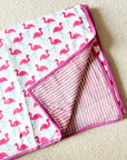 Block Print Blanket | Pink Flamingo - Bombaby