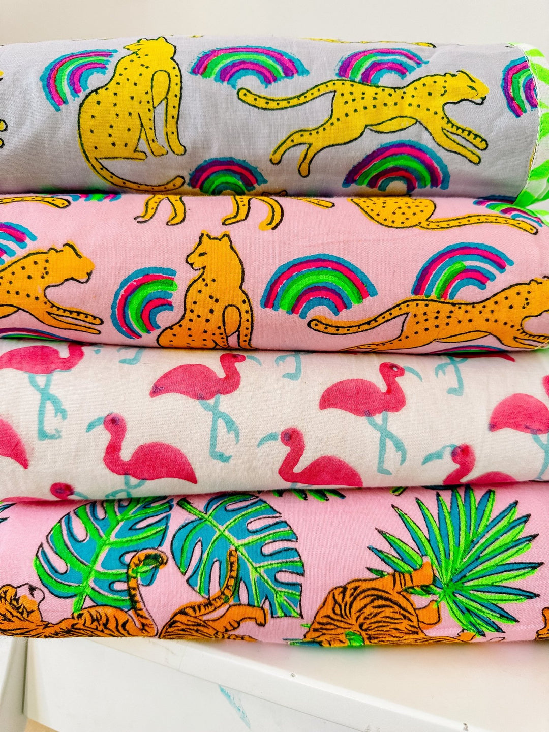 Block Print Blanket | Pink Flamingo - Bombaby