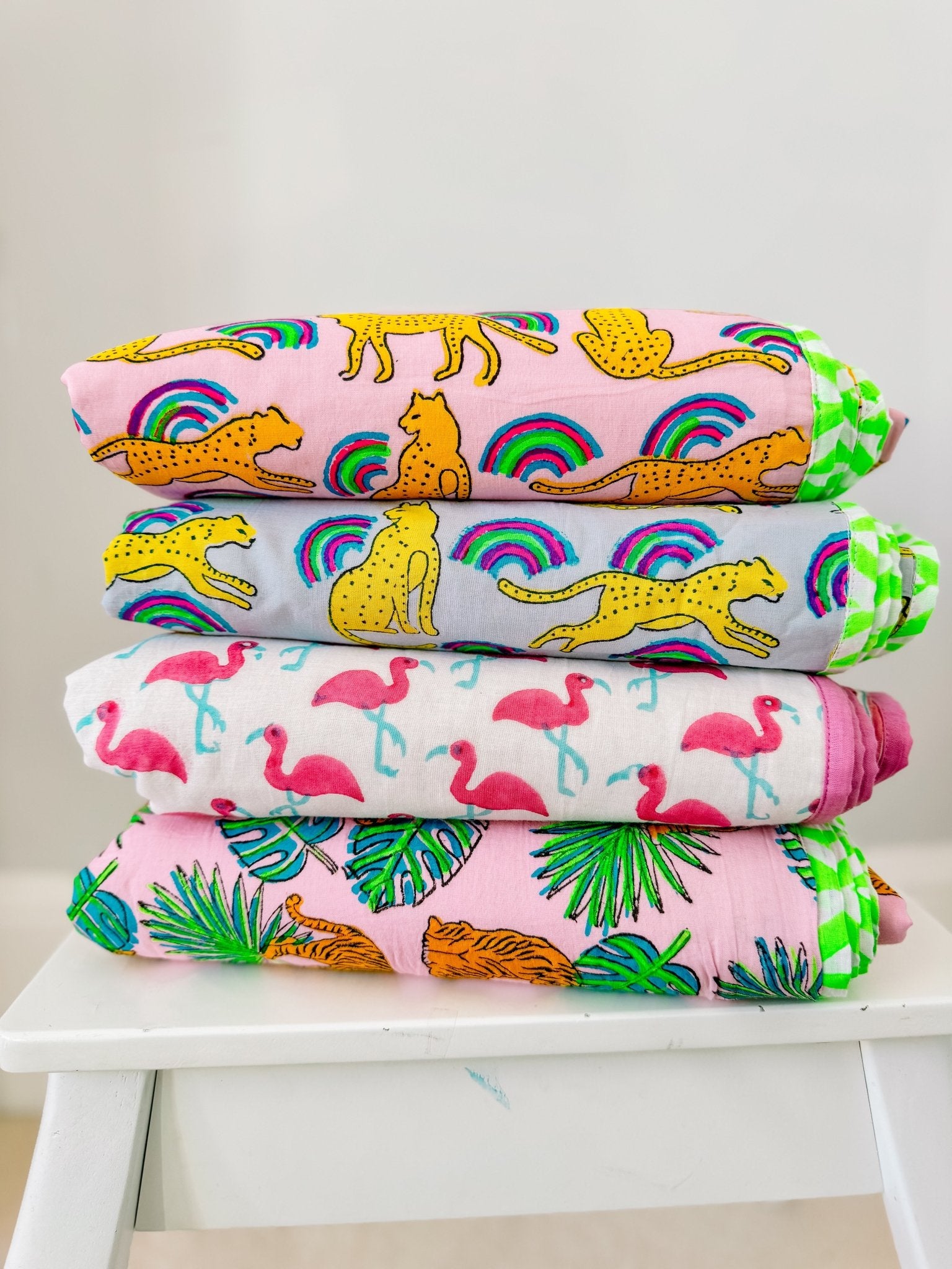 Block Print Blanket | Pink Flamingo - Bombaby