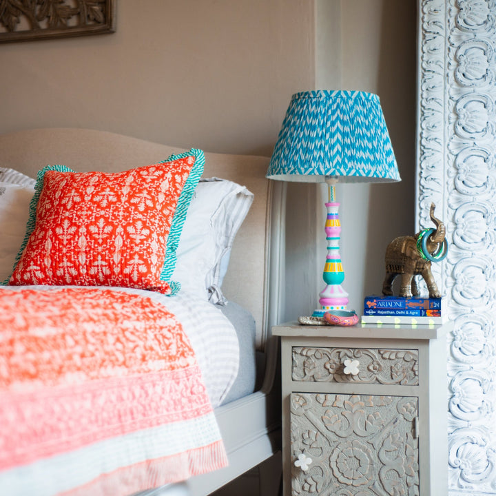 Block Print Heirloom Quilt | Palatial Coral - Bombaby