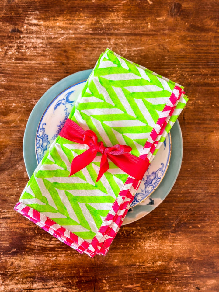 Block Print Napkins | Neon Brights - Bombaby