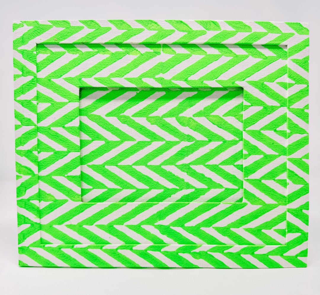 Block Print Picture Frame | Neon Green - Bombaby