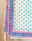 Block Print Scarf XL | Malibu Blue Hearts - Bombaby