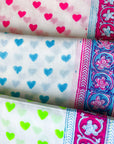 Block Print Scarf XL | Malibu Blue Hearts - Bombaby