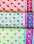 Block Print Scarf XL | Neon Hearts - Bombaby