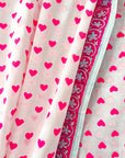 Block Print Scarf XL | Neon Pink Hearts - Bombaby