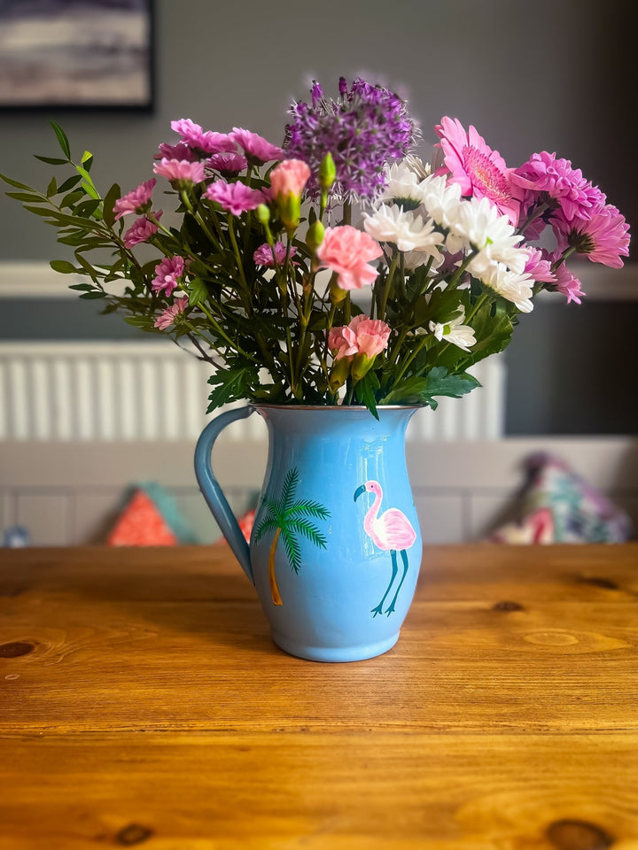 Blue Enamel Jug | Flamingo Palms - Bombaby