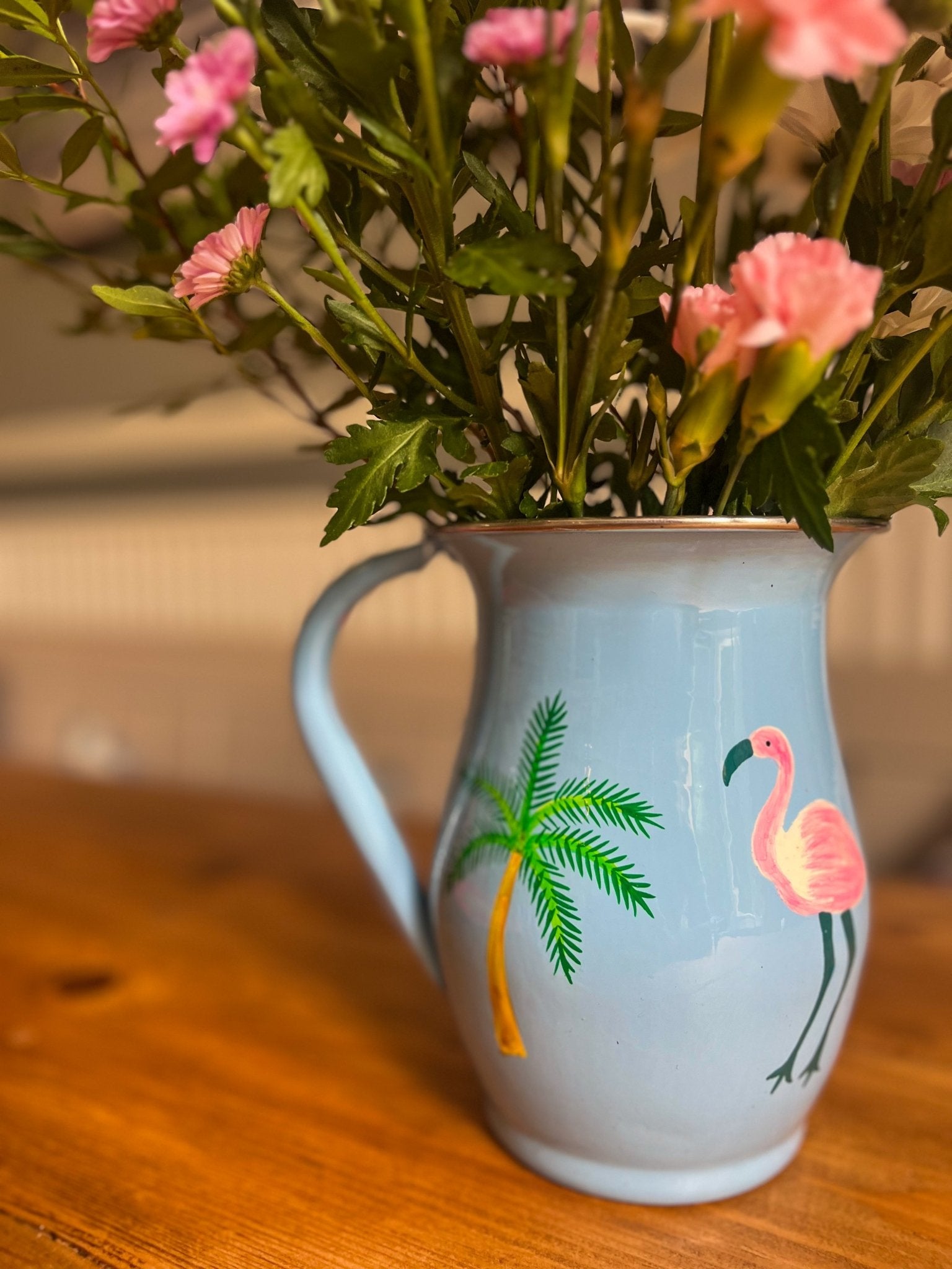 Blue Enamel Jug | Flamingo Palms - Bombaby