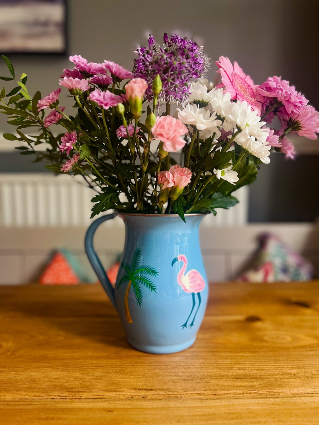 Blue Enamel Jug | Flamingo Palms - Bombaby