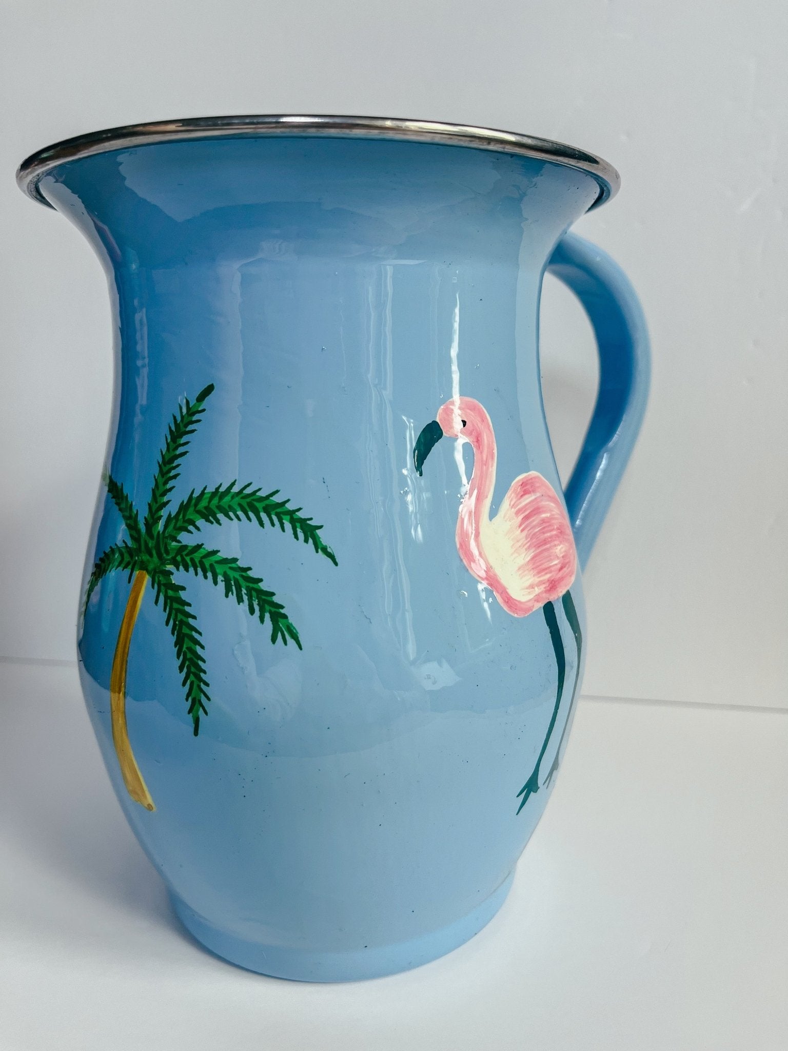 Blue Enamel Jug | Flamingo Palms - Bombaby