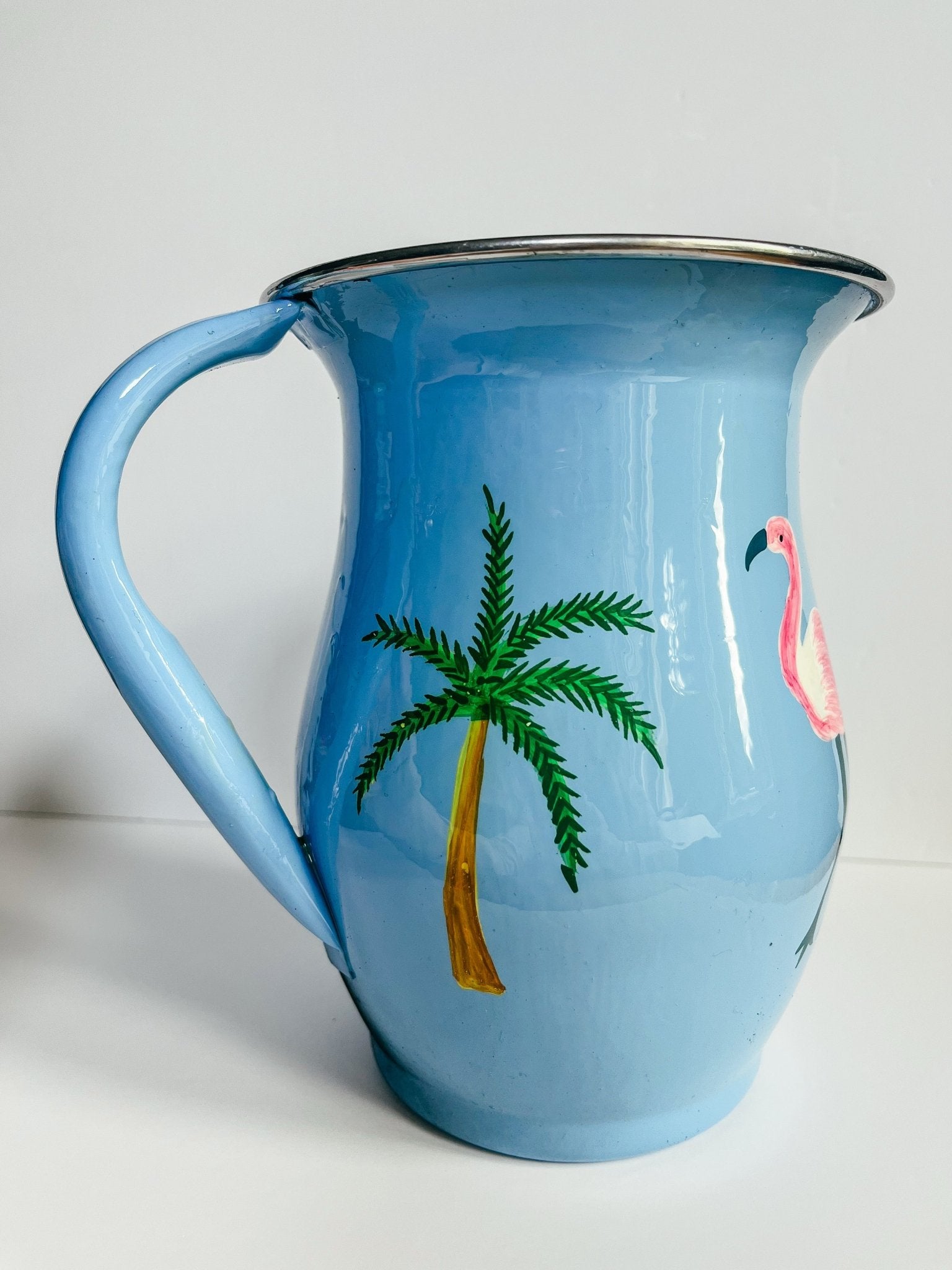 Blue Enamel Jug | Flamingo Palms - Bombaby