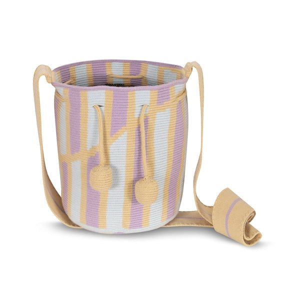 Blueberry Swirl | Wayuu Crossbody Bucket Bag - Bombaby