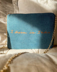 Embroidered Elephant Pochette | Denim Blue - Bombaby