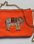 Embroidered Elephant Pochette | Orange Lolly - Bombaby