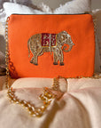 Embroidered Elephant Pochette | Orange Lolly - Bombaby