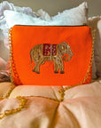 Embroidered Elephant Pochette | Orange Lolly - Bombaby