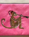 Embroidered Monkey Pochette | Candy Pink - Bombaby