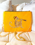 Embroidered Monkey Pochette | Turmeric Yellow - Bombaby