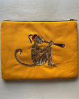 Embroidered Monkey Pochette | Turmeric Yellow - Bombaby