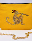 Embroidered Monkey Pochette | Turmeric Yellow - Bombaby