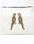 Embroidered Parrot Pochette | Cream - Bombaby