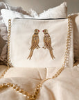 Embroidered Parrot Pochette | Cream - Bombaby