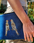 Embroidered Parrot Pochette | Denim - Bombaby