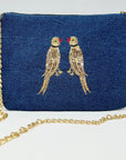 Embroidered Parrot Pochette | Denim - Bombaby