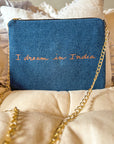 Embroidered Parrot Pochette | Denim - Bombaby