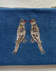 Embroidered Parrot Pochette | Denim - Bombaby