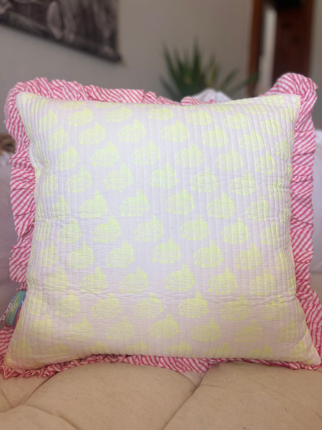 Estha in Neon | Quilted Cushion - Bombaby