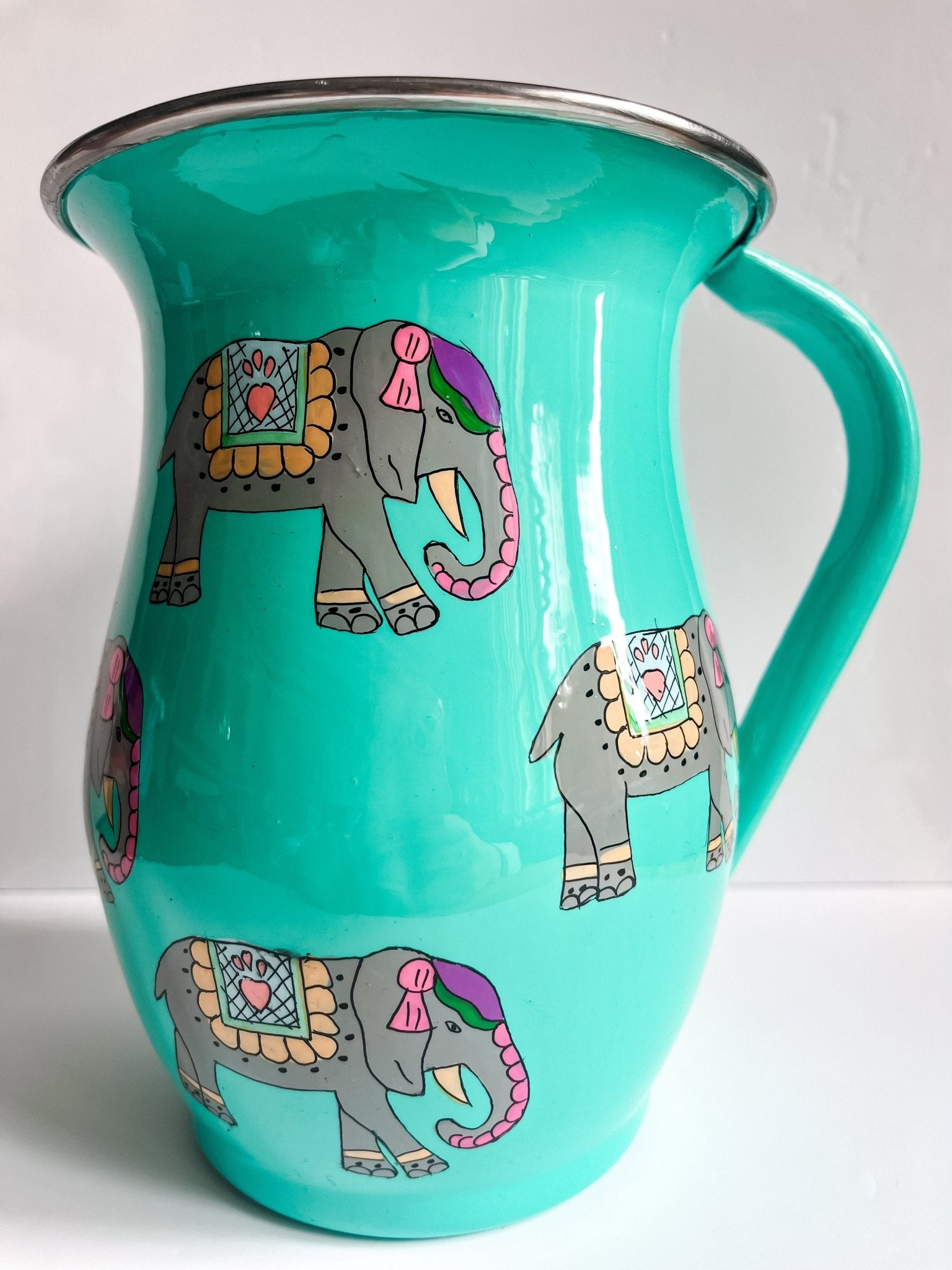 Green Enamel Jug | Indian Elephant - Bombaby