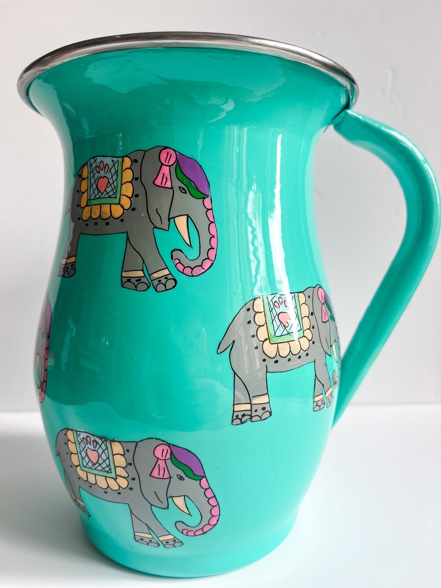 Green Enamel Jug | Indian Elephant - Bombaby