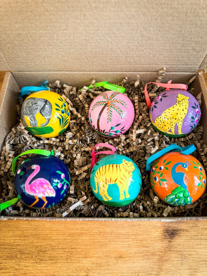 Hand - Painted Christmas Baubles | Made in Kashmir - Bombaby