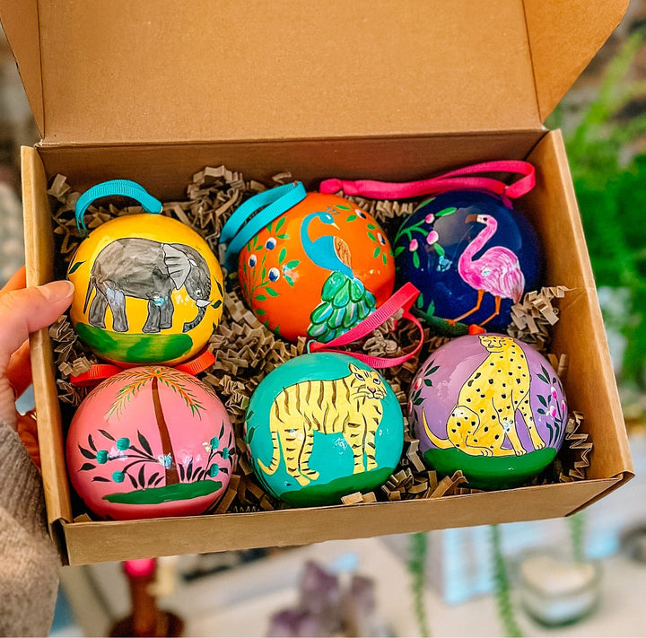 Hand - Painted Christmas Baubles | Made in Kashmir - Bombaby