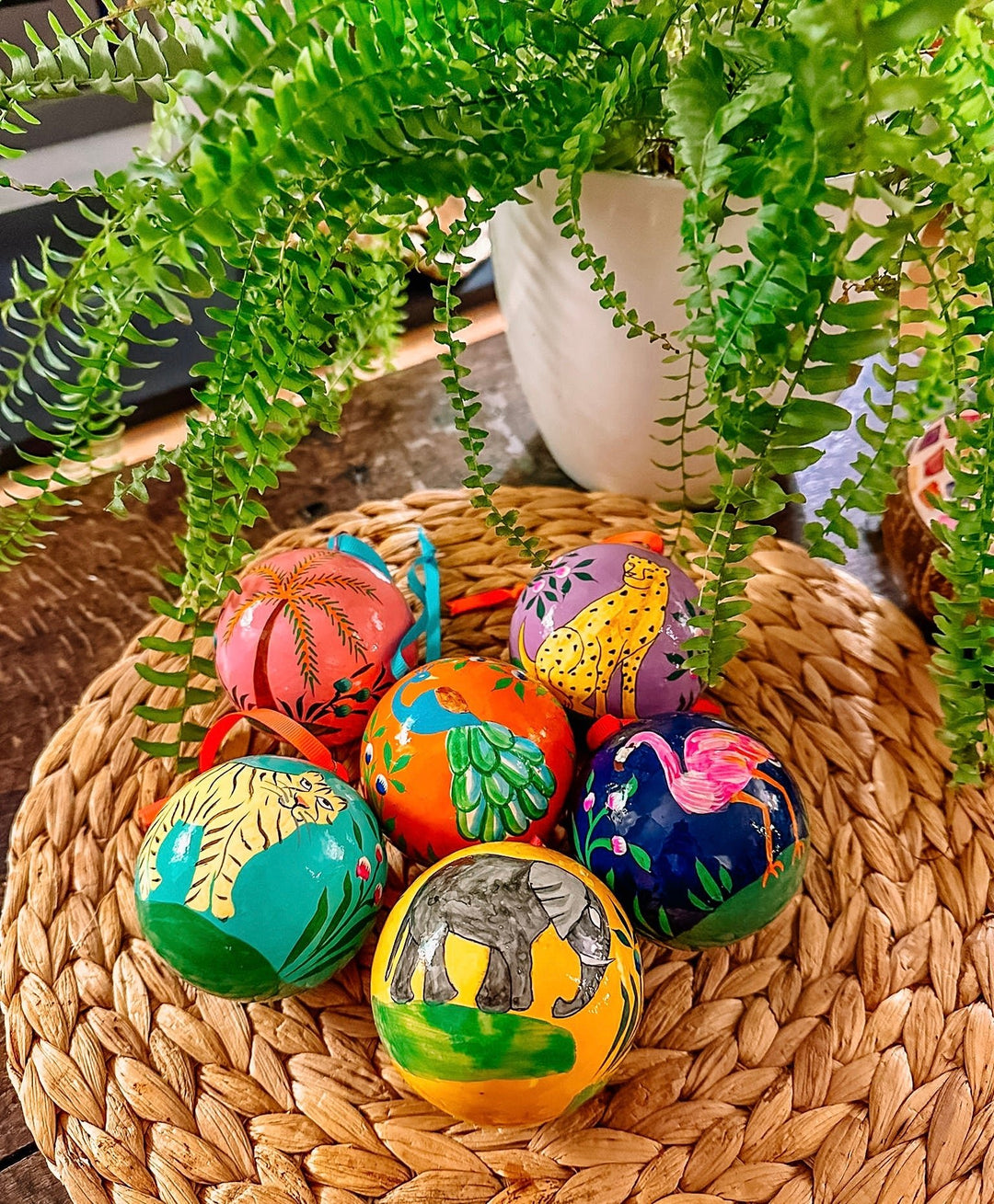 Hand - Painted Christmas Baubles | Made in Kashmir - Bombaby