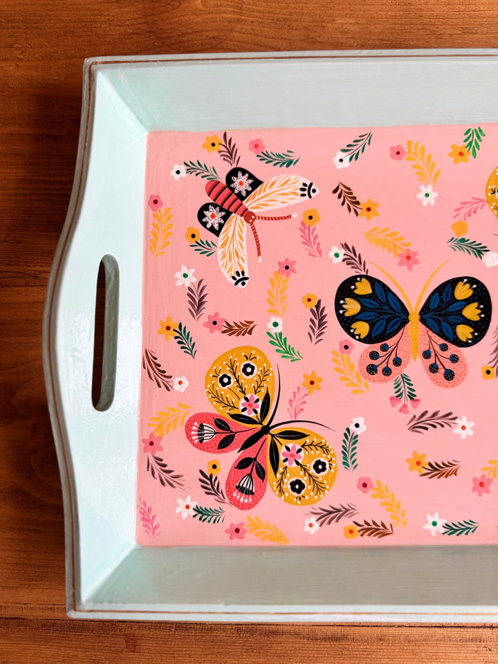 Hand - painted Tray | Butterflies & Blooms - Bombaby