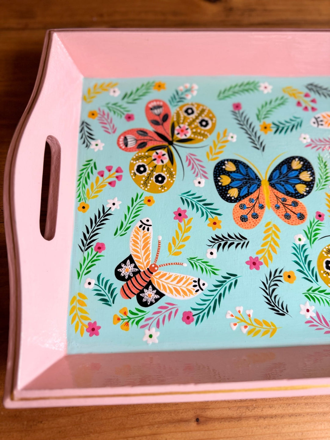 Hand - painted Tray | Butterflies & Blooms - Bombaby