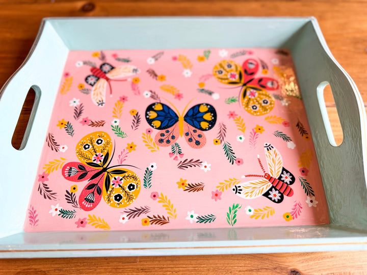 Hand - painted Tray | Butterflies & Blooms - Bombaby