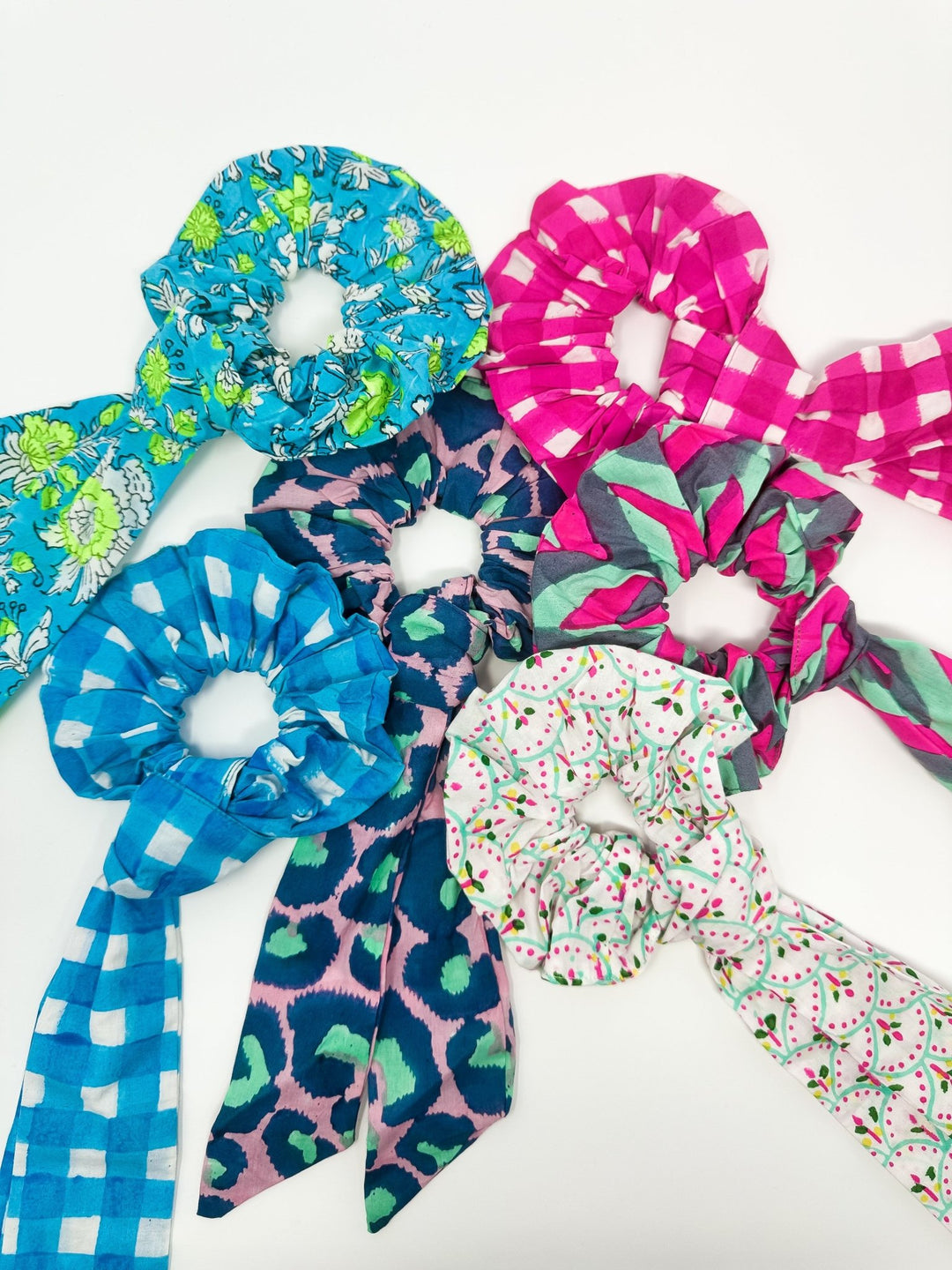 Handmade Block Print Cotton Scrunchies - Bombaby