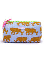 Handmade Block Print Quilted Wash Bag | Blue Tiger - Bombaby