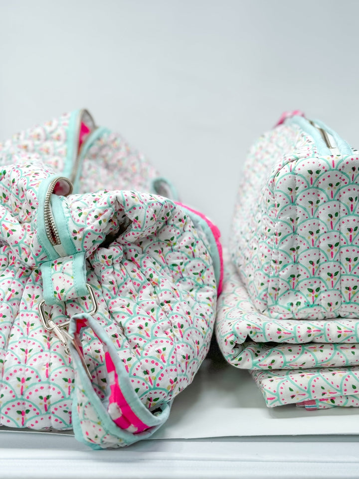 Handmade Block Print Quilted Wash Bag | Dottie - Bombaby