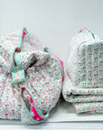 Handmade Block Print Quilted Wash Bag | Dottie - Bombaby